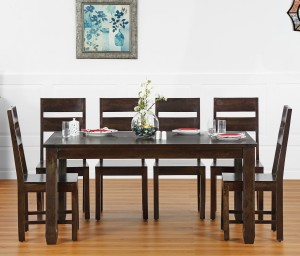 furnspace cassia ament sheesham solid wood 6 seater dining set(finish color - brown)