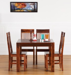 furnspace drusa bernie 4 seater dining set solid wood 4 seater dining set(finish color - brown)
