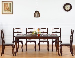 furnspace inara 6 seater dining set solid wood 6 seater dining set(finish color - brown)