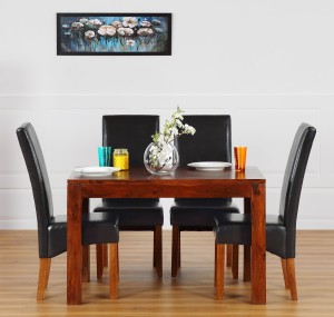 furnspace ginerva sheesham solid wood 4 seater dining set(finish color - black)
