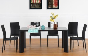 furnspace carter hadley 6 seater dining set engineered wood 6 seater dining set(finish color - black)