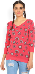United Colors of Benetton Casual 3/4th Sleeve Printed Women's Pink Top