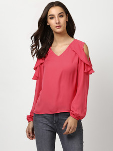 Harpa Casual Full Sleeve Solid Women's Pink Top