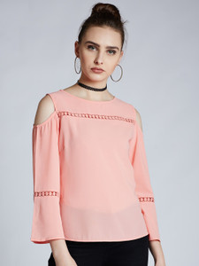 Harpa Casual 3/4th Sleeve Solid Women's Pink Top