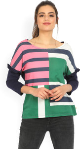 United Colors of Benetton Casual 3/4th Sleeve Striped Women's Multicolor Top