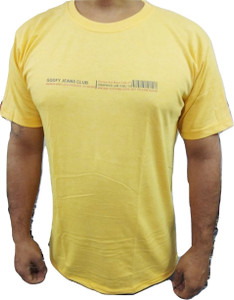 GOOFY Solid Men Round Neck Yellow T Shirt Buy GOOFY Solid Men