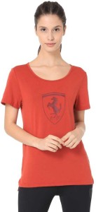 puma casual half sleeve printed women red top