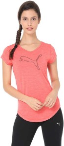 puma casual short sleeve printed women pink top