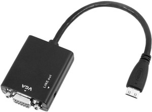 Microware Mini HDMI Male 2 VGA Female with Sound HDMI Adapter (Black) HDMI Cable