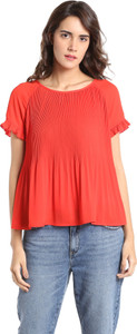 Vero Moda Casual Short Sleeve Solid Women's Red Top