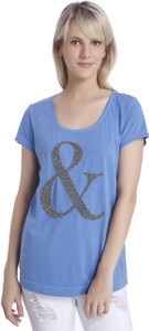 Vero Moda Casual Short Sleeve Printed Women's Blue Top