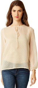 Miss Chase Casual Full Sleeve Printed Women's Beige Top