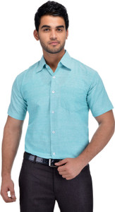 Khadio Men Solid Casual Light Blue Shirt