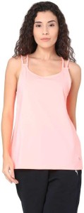 puma casual shoulder strap solid women pink top