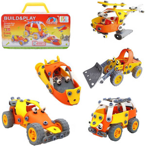 MousePotato 5 in 1 Flexible Motor Vehicle 3D Model Building Kit with Tool Box Building Blocks Assembly Toy