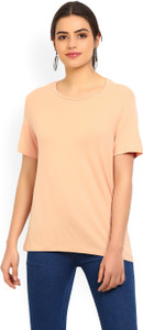 Vero Moda Casual Half Sleeve Solid Women Orange Top