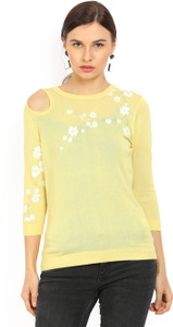United Colors of Benetton Casual 3/4th Sleeve Floral Print Women's Yellow Top