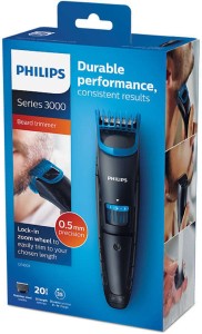 philips men qt4003/15 beard and stubble trimmer (black)  runtime: 35 min trimmer for men(black)