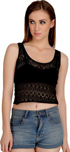 Urbaano Party Sleeveless Woven Women's Black Top