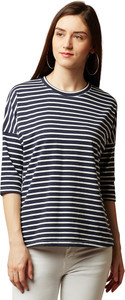 Miss Chase Casual 3/4th Sleeve Striped Women's Multicolor Top