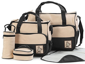 Baby Bucket Diaper Bag/Baby/Mummy/Handbag 5pcs/set Baby Diaper Bag Nappy Mummy Bag Print Maternity Handbag Changing Baby Messenger Bag (Black) Baby Diaper Bag