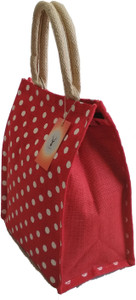 TackRus white dotted on red lunch bag Waterproof Lunch Bag