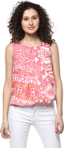 Mayra Casual Sleeveless Printed Women Pink Top