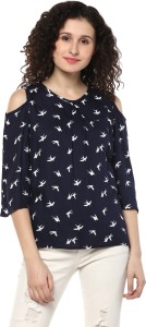 Mayra Casual 3/4th Sleeve Printed Women's Blue Top