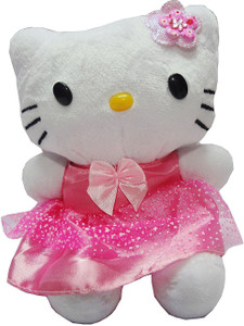Tako bell premium quality of kitty with pink frok stuffed stuffed soft toys 18 cm - 18 cm
