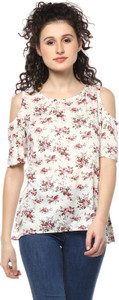 Mayra Casual 3/4th Sleeve Floral Print Women White Top
