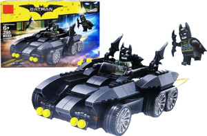 Emob 295 Pcs Action Hero Super Car Model Building Block Set Toys With 2 Mini Figure And Batwings