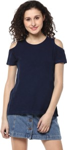 Mayra Casual Short Sleeve Solid Women's Blue Top