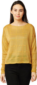 Miss Chase Casual Full Sleeve Solid Women's Yellow Top