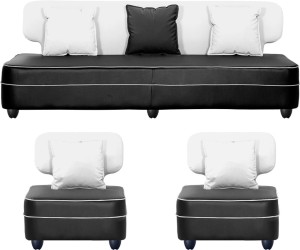 bharat lifestyle butterfly leatherette 3 + 1 + 1 white sofa set