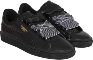 puma basket heart wn s sneakers for women(black)