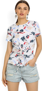 United Colors of Benetton Casual Short Sleeve Floral Print Women's White Top