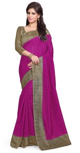 sourbh sarees solid bhagalpuri art silk saree(magenta, beige) 803