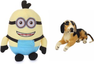 Deals India Smilling Binocular Stuffed Toy(30 cm) and Black Dog (32 cm) combo  - 20 cm
