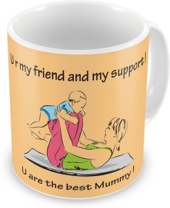 indigifts decorative gift items mom my support my friend, mother's day gift for mom, mummy, mother-in-law, grandmom, best mother gift, mom birthday, anniversary ceramic mug(330 ml)