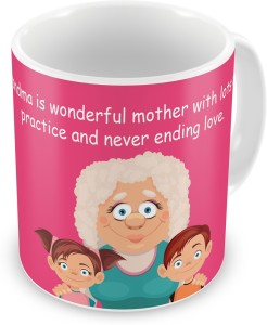 indigifts decorative gift items grandma never ending love, grandparents special gift for grandmother, grandmom, grandma, birthday, anniversary, dadi ceramic mug(330 ml)