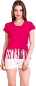 Subu Casual Half Sleeve Stylised Women Pink Top