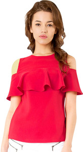 Phashion Town Casual Half Sleeve Solid Women's Pink Top