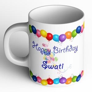 abaronee happy birthday swati ceramic mug(350 ml)