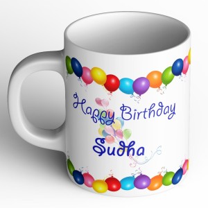 abaronee happy birthday sudha ceramic mug(350 ml)