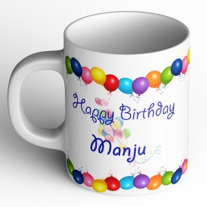 abaronee happy birthday manju ceramic mug(350 ml)