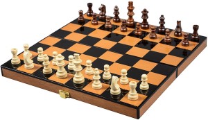 cerasus foldable travel chess board box walnut color with high gloss finish (bog 048) board game
