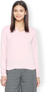 Van Heusen Casual Full Sleeve Solid Women's Pink Top