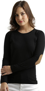 Miss Chase Casual Full Sleeve Solid Women's Black Top