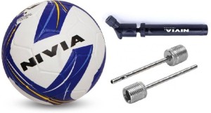 nivia combo of three- one 'storm revolution' football (size-5) one double action pump and two needle- football kit