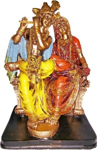 vintan hindu god religious lord radha krishna love couple idol handicraft statue-for home room office car dashboard temple mandir murti decor diwali return gift item. decorative showpiece  -  20 cm(polyresin, gold)